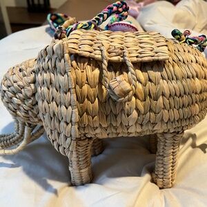 Wicker Elephant Purse